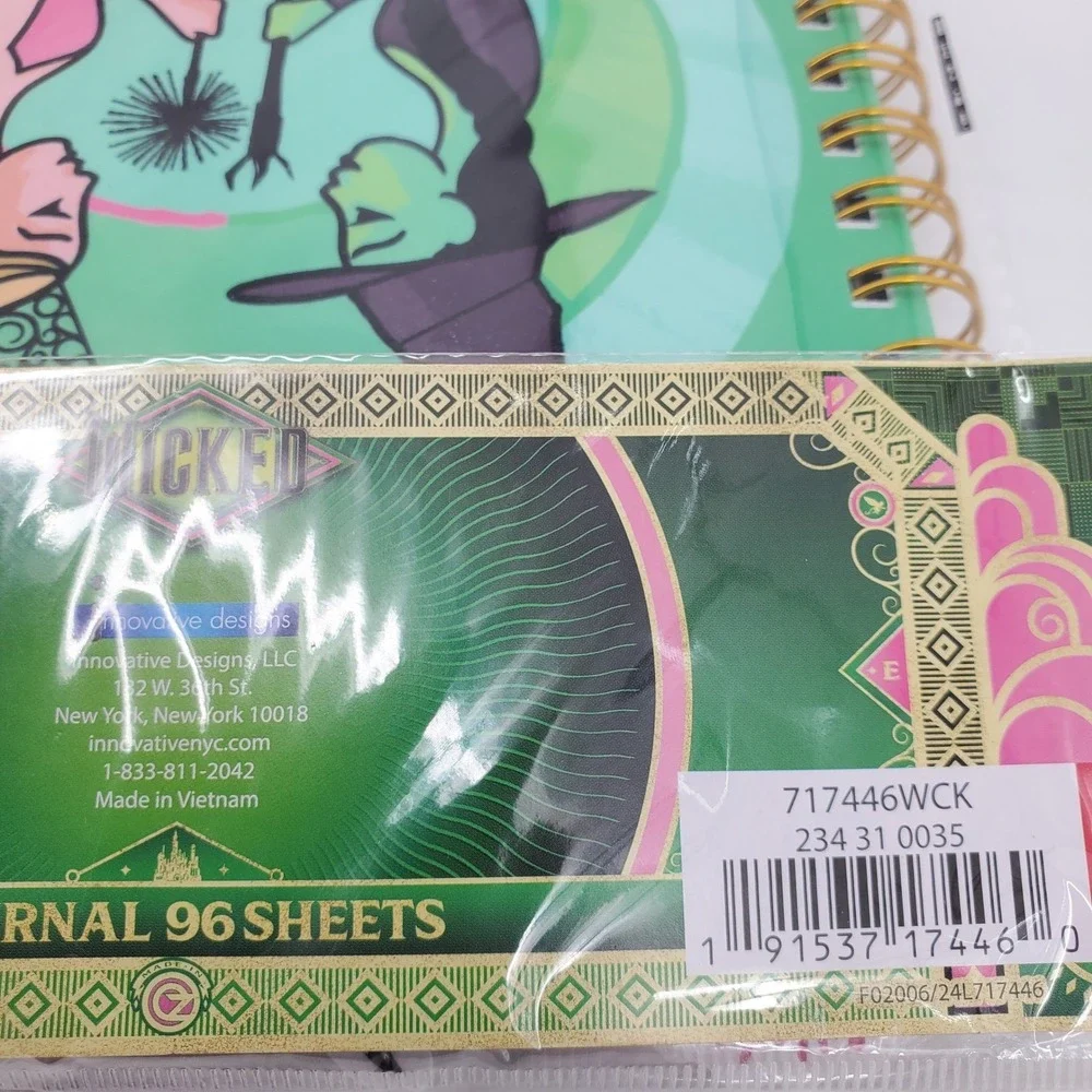 Wicked Journal Spiral Bound‎ Elphaba and Glinda Bookmark Sections 96 Pages New